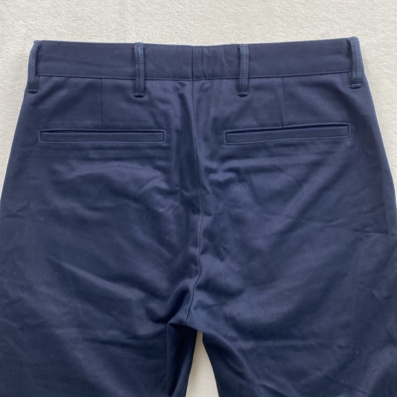 Asphalte Slim Fit Straight Leg Heavyweight Trousers/Chino Pants (Navy Blue) - Picture 6 of 16